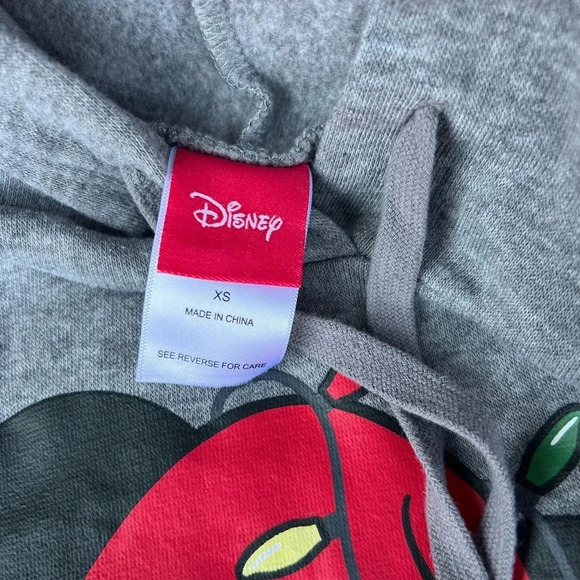 Disney Christmas Mickey Mouse Cropped Sweatshirt Hoodie Womens Size XS Gray WDW - Picture 4 of 4